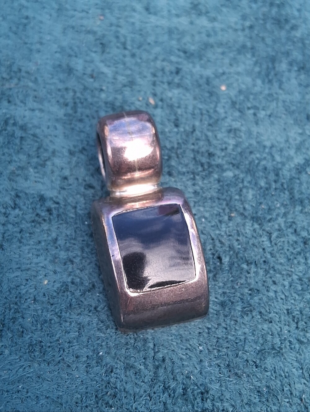 Vintage Estate 925 Sterling Silver Mexico Black Onyx Pendant, 8.8grams